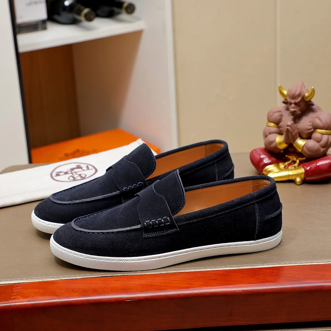Men's shoes 💰500💰 HERMES Hermès high-end quality original order -Original: imported 🔝Nappa calfskin, frosted cowhide, outer seaming process -Inside: water-dyed cowhide -Outsole: original TPR rubber outsole -Super high quality control·Fine workmanship: High-end, extravagant, and grade) Size: 39-45 (38, 46, can be customized)